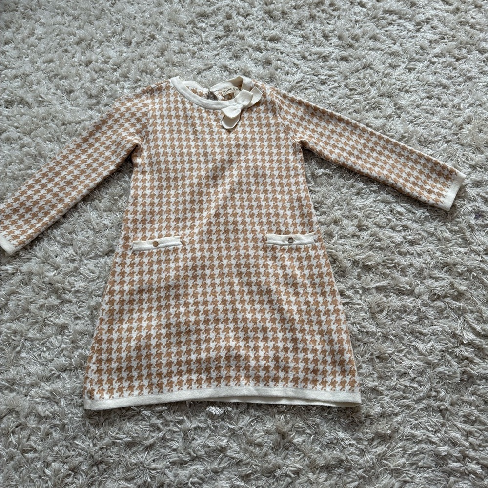 Stylish Tan and Cream Kids Dress